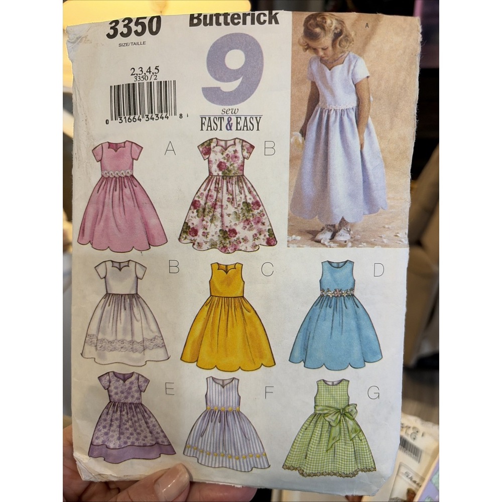 Vintage 2001 Butterick Girls Dress Sewing Pattern 3350 Cut To A Size 4